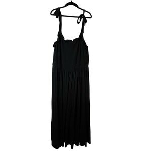 City Chic Black Tie-Shoulder Maxi Dress with Smocked Bodice Size 18